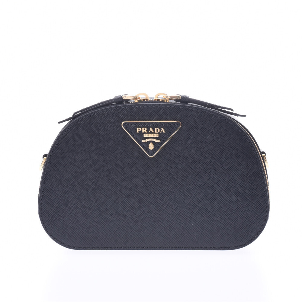 Prada Odette Belt Bag Chain Shoulder Black Saffiano Body